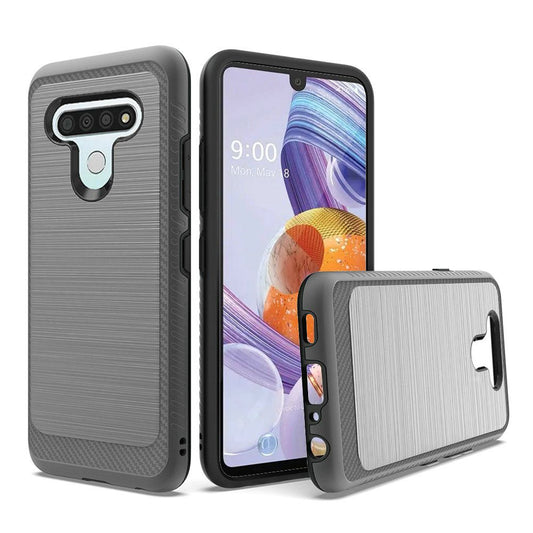 GSA Slim Brushed Hybrid Case w/Edge Design for LG Stylo 6 - Gray/Black