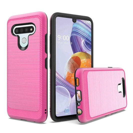 GSA Slim Brushed Hybrid Case w/Edge Design For LG Stylo 6 - Hot Pink/Black