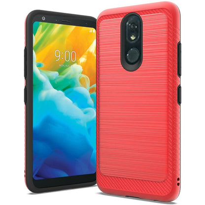 GSA Slim Brushed Hybrid Case w/Edge Design for LG Stylo 6 - Red/Black