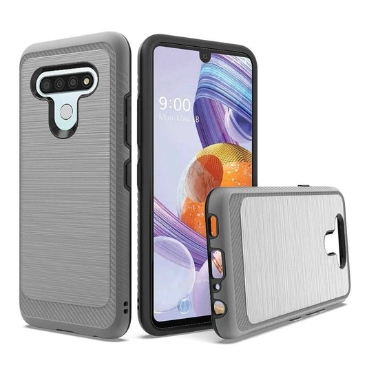 GSA Slim Brushed Hybrid Case w/Edge Design for LG Stylo 6 - Silver/Black
