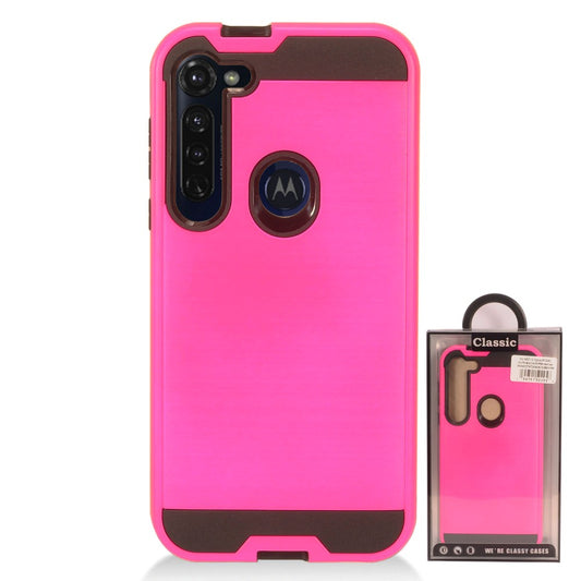 GSA Brushed Hybrid Case For Motorola Moto G Stylus 2020, XT 2043 - Hot Pink/Black