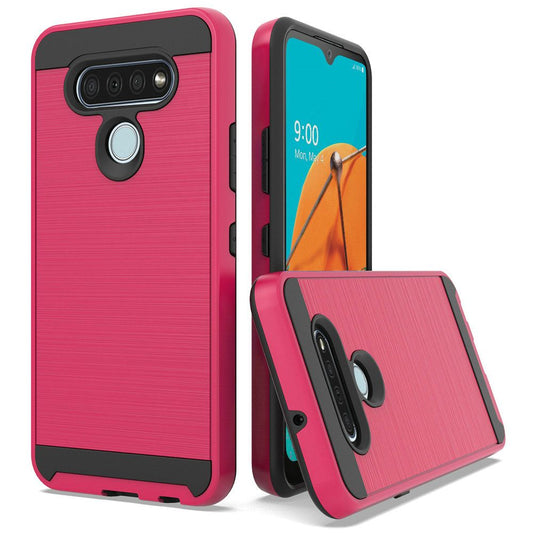GSA Brushed #2 Hybrid Case for LG K51 - Hot Pink/Black