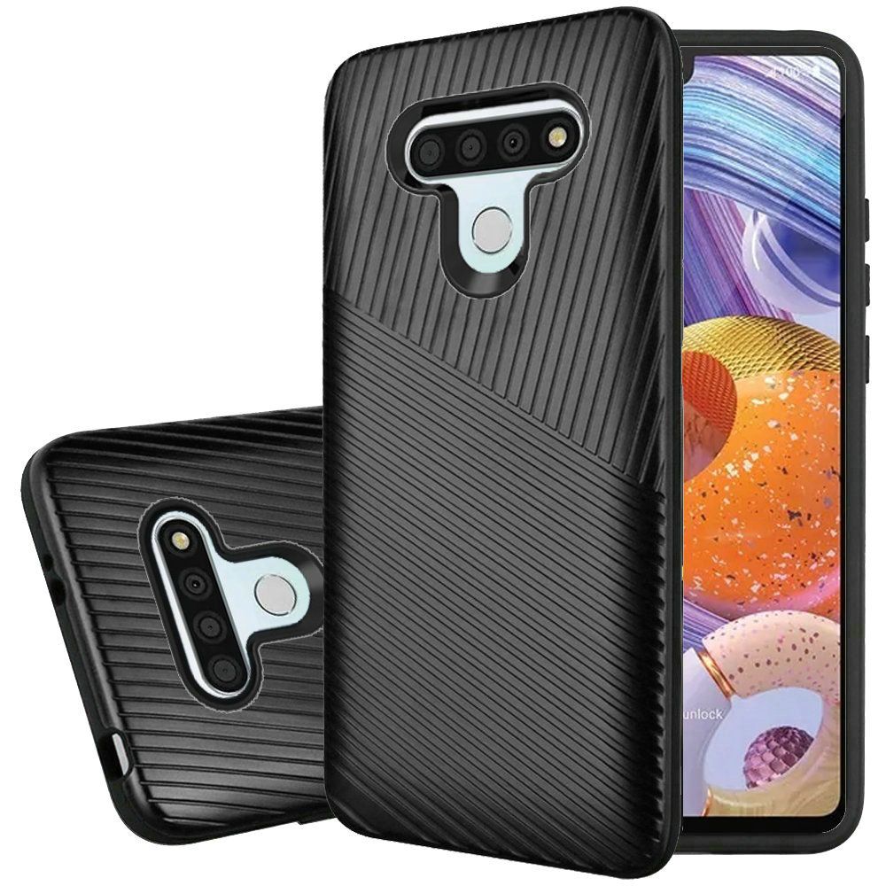 GSA Texture Embossed Hybrid Case For LG Stylo 6 - Black
