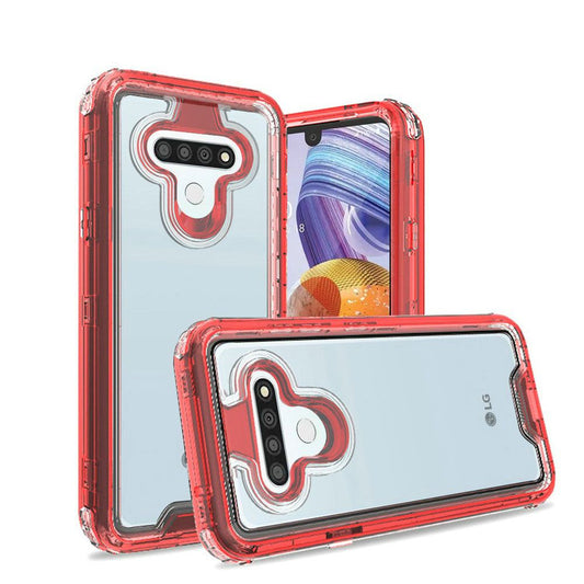 GSA 3in 1 Transparent Snap On Case for LG Stylo 6 - Clear/Red