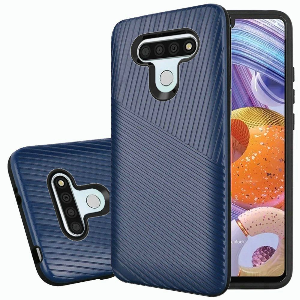 GSA Texture Embossed Hybrid Case For LG Stylo 6 - Blue