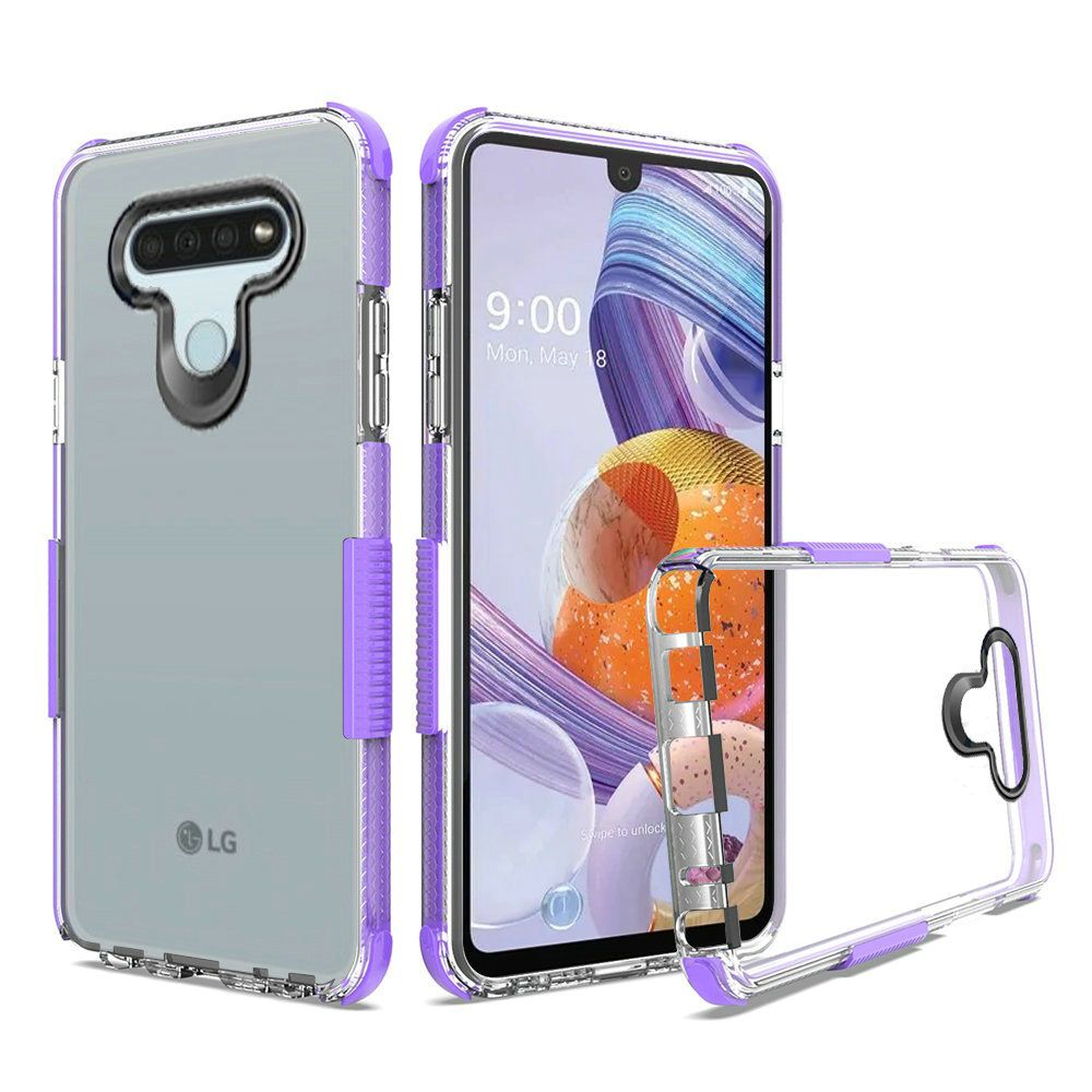 GSA Side Spine Bumper Case for LG Stylo 6 - Clear/Purple