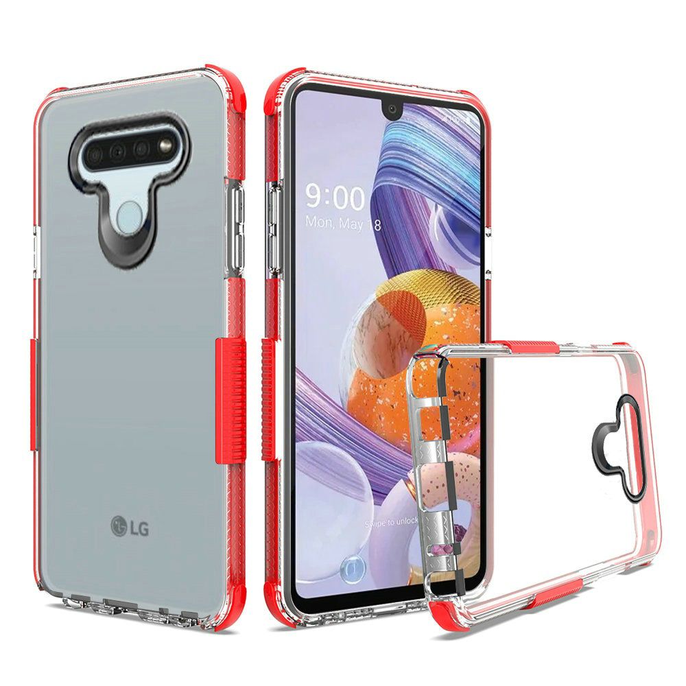 GSA Side Spine Bumper Case for LG Stylo 6 - Clear/Red