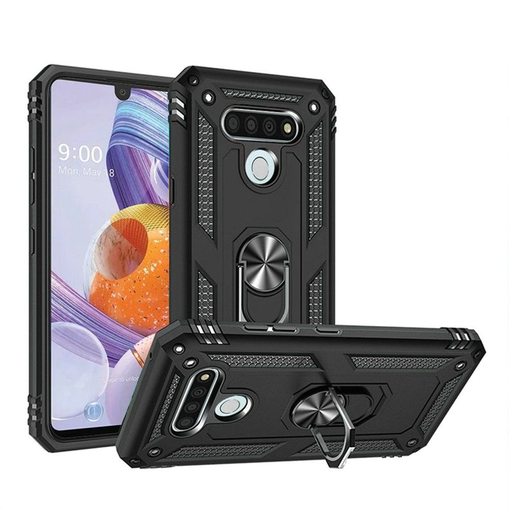 GSA Slim Shockproof Hybrid Case w/Ring Stand For LG Stylo 6 - Black
