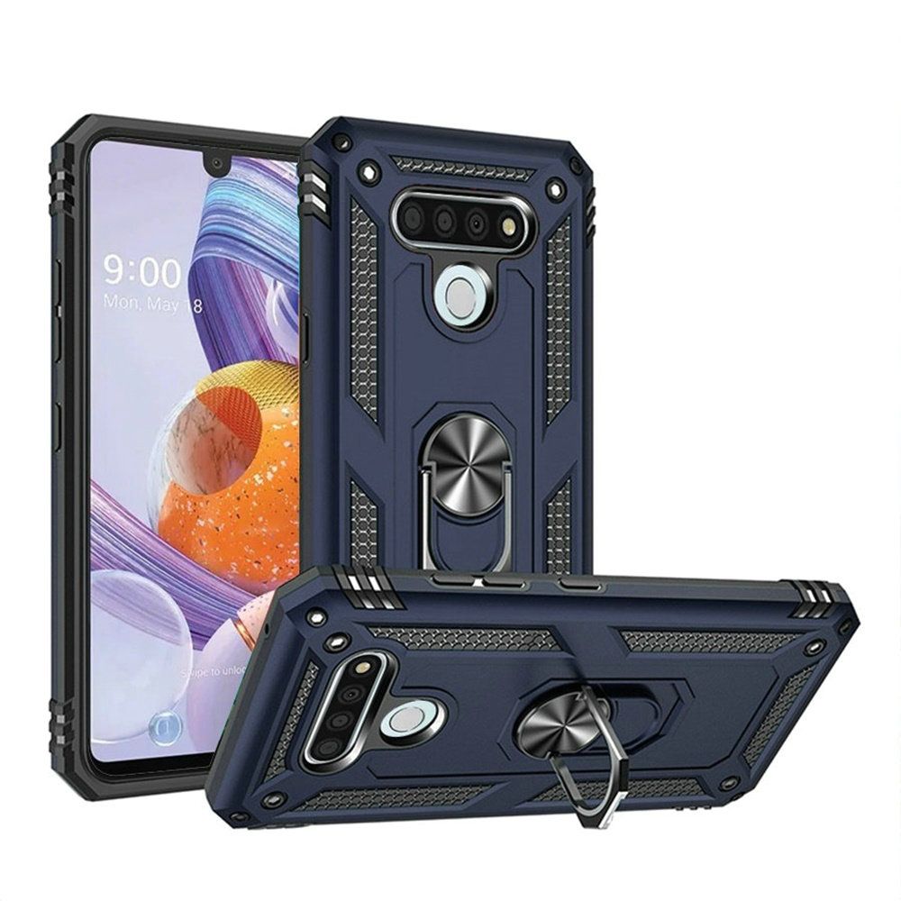 GSA Slim Shockproof Hybrid Case w/Ring Stand For LG Stylo 6 - Blue/Black