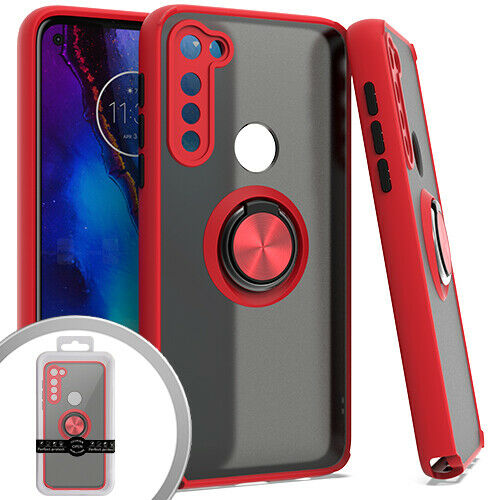 GSA Matte Case Ring Stand for Motorola Moto G Stylus 2020 XT 2043 - Red Black