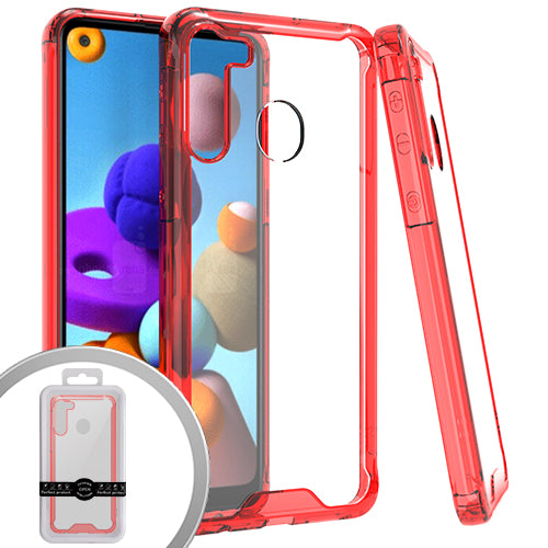 GSA  Pro Skin Transparent Bumper Case for Samsung Galaxy A21 - Clear/Red