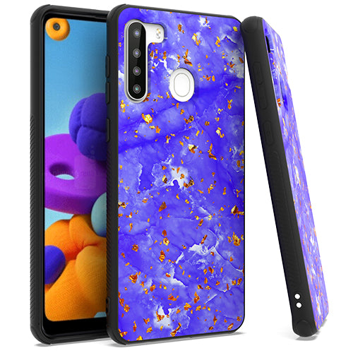 GSA Gold Flake Marble Candy Case for Samsung Galaxy A21 - Purple