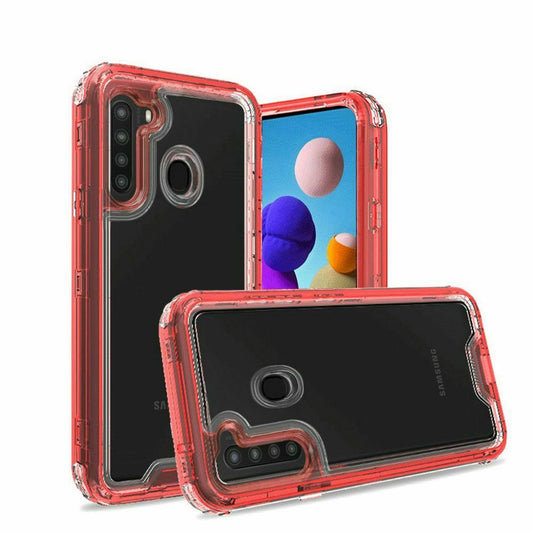GSA Premium Transparent Bumper Case for Samsung Galaxy A21 - Clear/Red