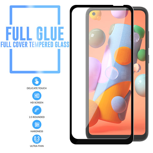 GSA Full Glue Tempered Glass For Samsung Galaxy A11 Clear Black Boarder