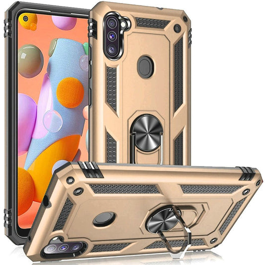 GSA Shockproof Case Magnetic Ring Stand for Samsung Galaxy A11 - Gold