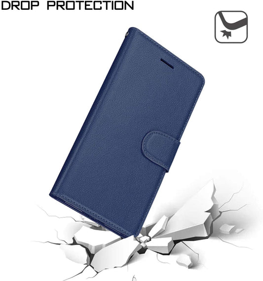 GSA Luxury Leather Flip Wallet Case for LG Aristo 5 - Navy Blue