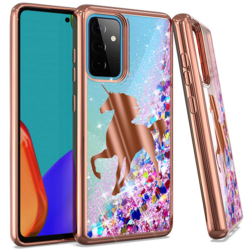 GSALiquid Glitter Unicorn Case for Samsung Galaxy A52 5g - Rose Gold