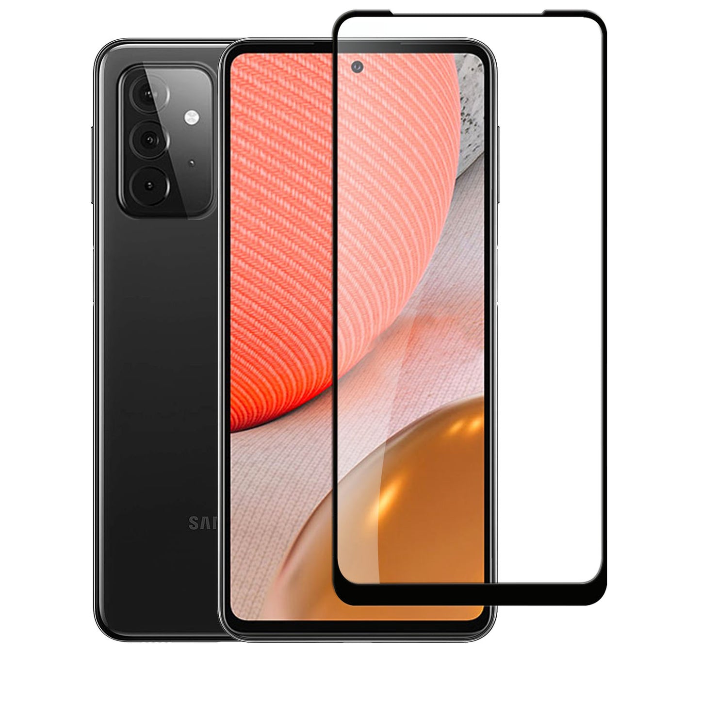 Colored Edge Tempered Glass For Samsung Galaxy A52 5G For Galaxy A52 5G Black
