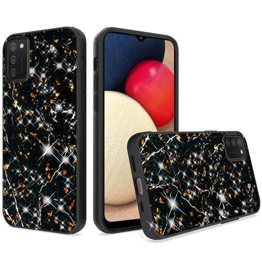 GSA Frozen Glitter Black Marble Print Case for Samsung Galaxy A02s