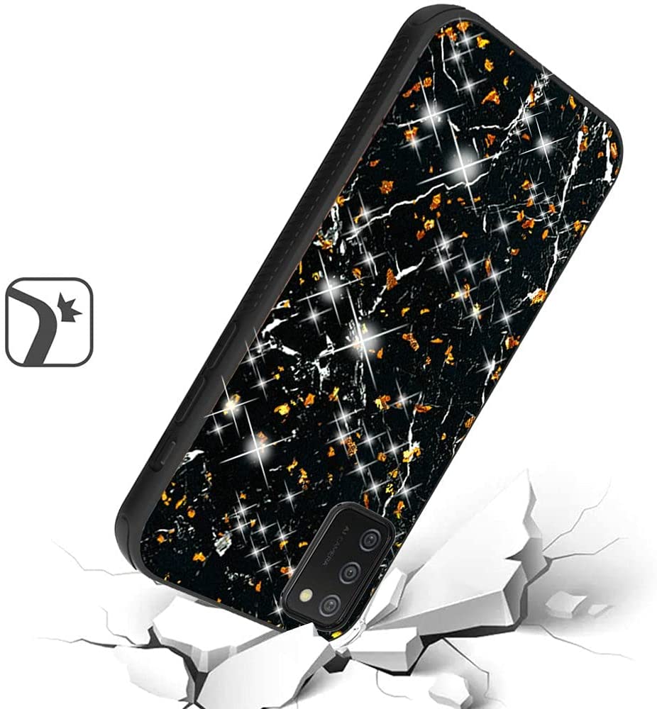 GSA Frozen Glitter Black Marble Print Case for Samsung Galaxy A02s