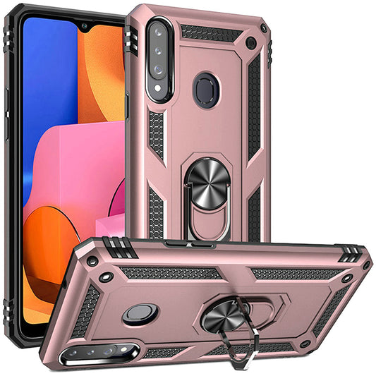 GSA Slim Armor Case with Magnetic Ring Stand for Samsung Galaxy A02s - Rose Gold