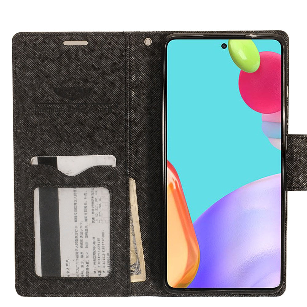 GSA Two-Tone Denim Flip Wallet Case for Samsung Galaxy A52 5g - Black/Black