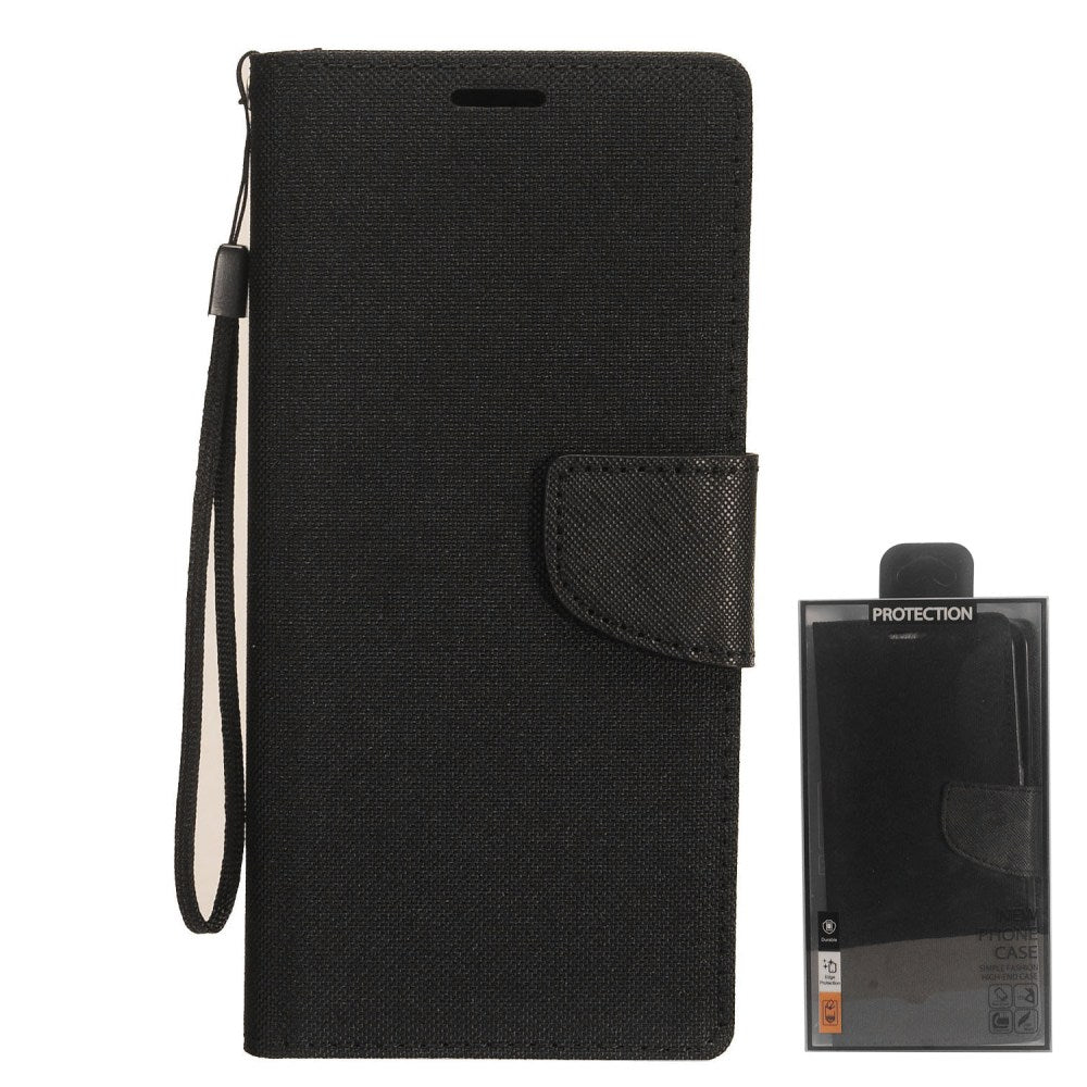 GSA Two-Tone Denim Flip Wallet Case for Samsung Galaxy A52 5g - Black/Black