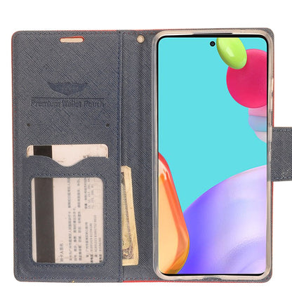GSA Two-Tone Denim Flip Wallet Case for Samsung Galaxy A52 5g - Red/Blue