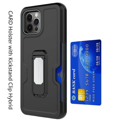 GSA Card Holster Kickstand Hybrid Case For iPhone 12Pro (6.1") - Black