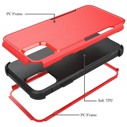 GSA Tuff Anti-slip Textured Hybrid Case For iPhone 13 Pro (6.1") - Red/Black