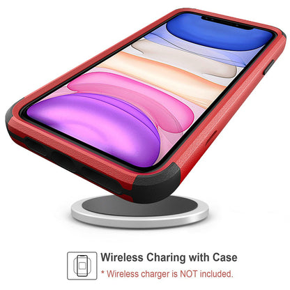 GSA Tuff Anti-slip Textured Hybrid Case For iPhone 13 Pro (6.1") - Red/Black