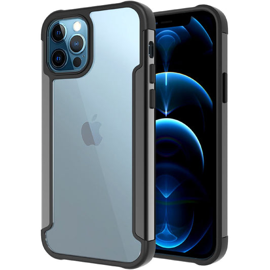 GSA Aluminum Alloy Transparent PC TPU Slick Hybrid For iPhone 13 Pro - Black