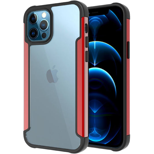 GSA Aluminum Alloy Transparent PC TPU Slick Hybrid For iPhone 13 Pro - Red