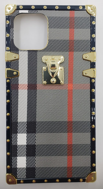 GSA Plaid Travel Chest Style Candy Case For iPhone 12/12 Pro (6.1") - Gray