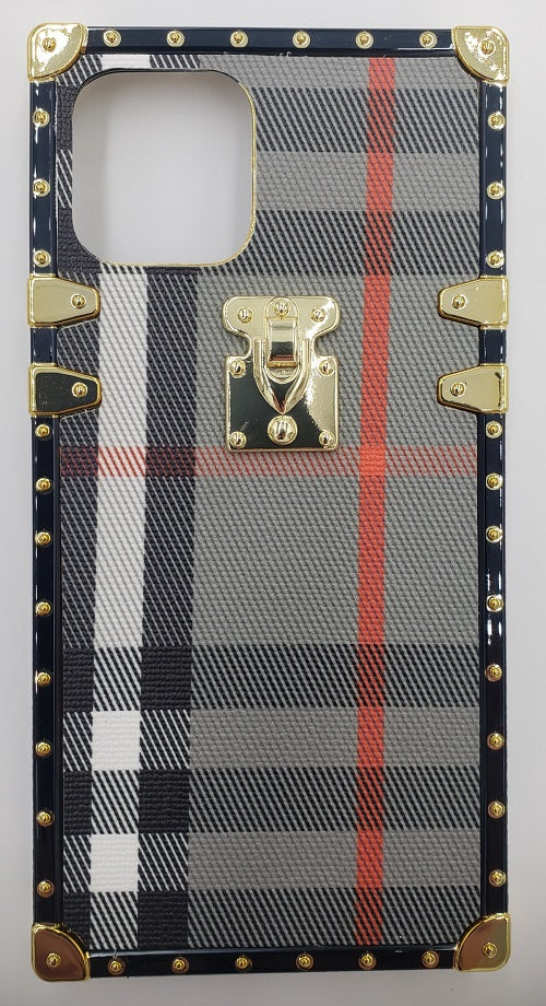 GSA Plaid Travel Chest Style Candy Case For iPhone 12/12 Pro (6.1") - Gray