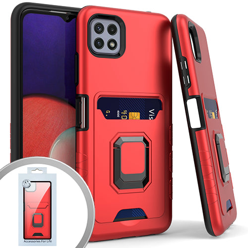 GSA Credit Card Holder Ring Stand for Samsung Galaxy A22 5g, Boost Celero 5G Red