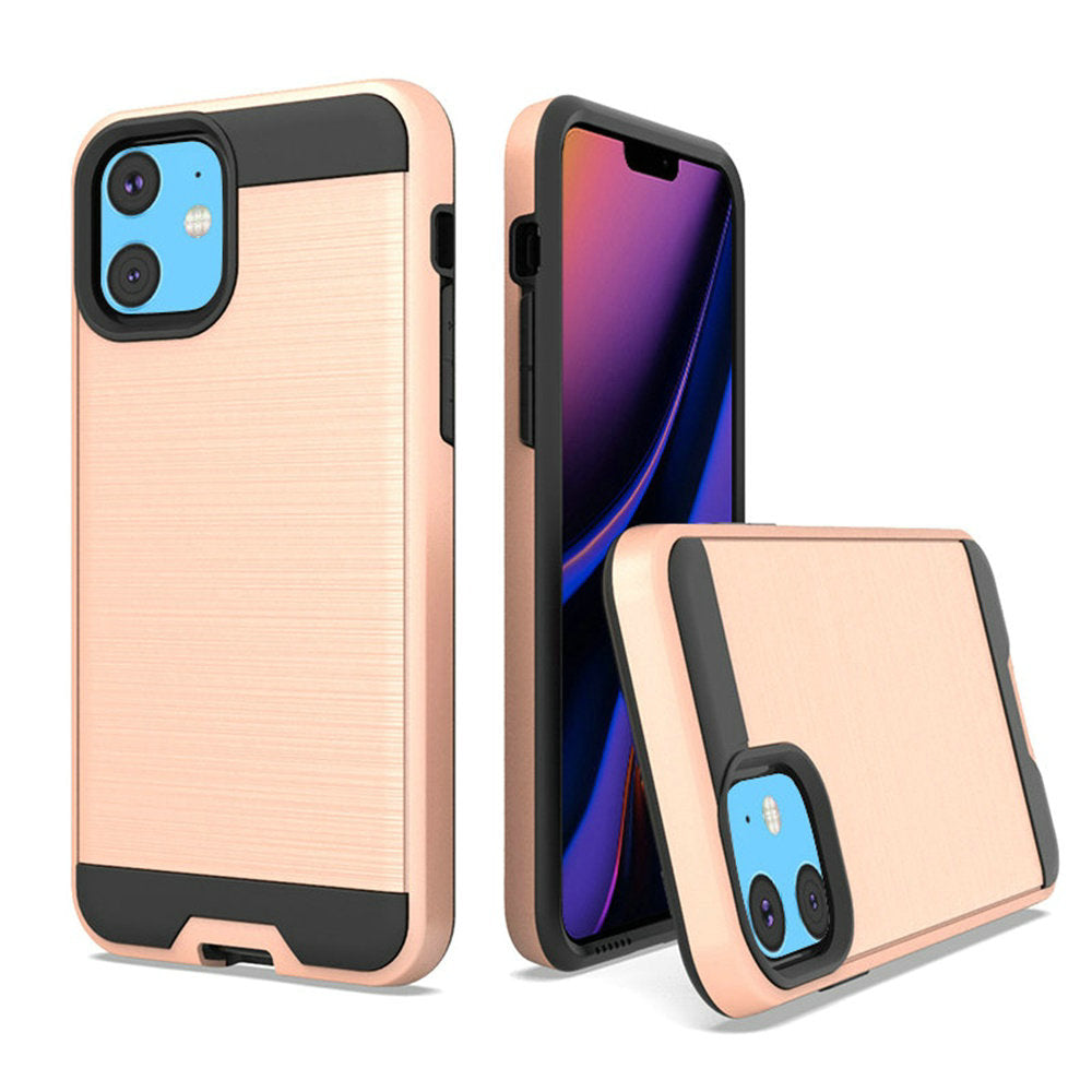GSA Brushed Hybrid Case for iPhone 13 (6.1") - Rose Gold/Black