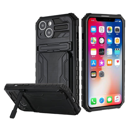 GSA Multiple Card Holder Kickstand Hybrid Case For iPhone 13 (6.1") Black