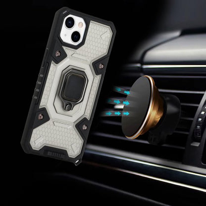 GSA Honeycomb Magnetic Ring Stand Hybrid Case For iPhone 13 Pro (6.1") Smoke