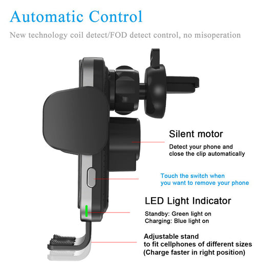 GSA Car Mount 15W Automatic Open/Close Fast Wireless Car Charger