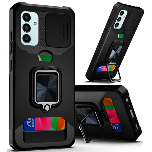 GSA Multi-Function Hybrid Card Holder Camera Cover Ring For  Samsung Galaxy A13 5G / A13 4G - Black