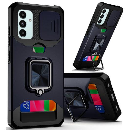 GSA Multi-Function Hybrid Card Holder Camera Cover Ring For  Samsung Galaxy A13 5G / A13 4G - Blue
