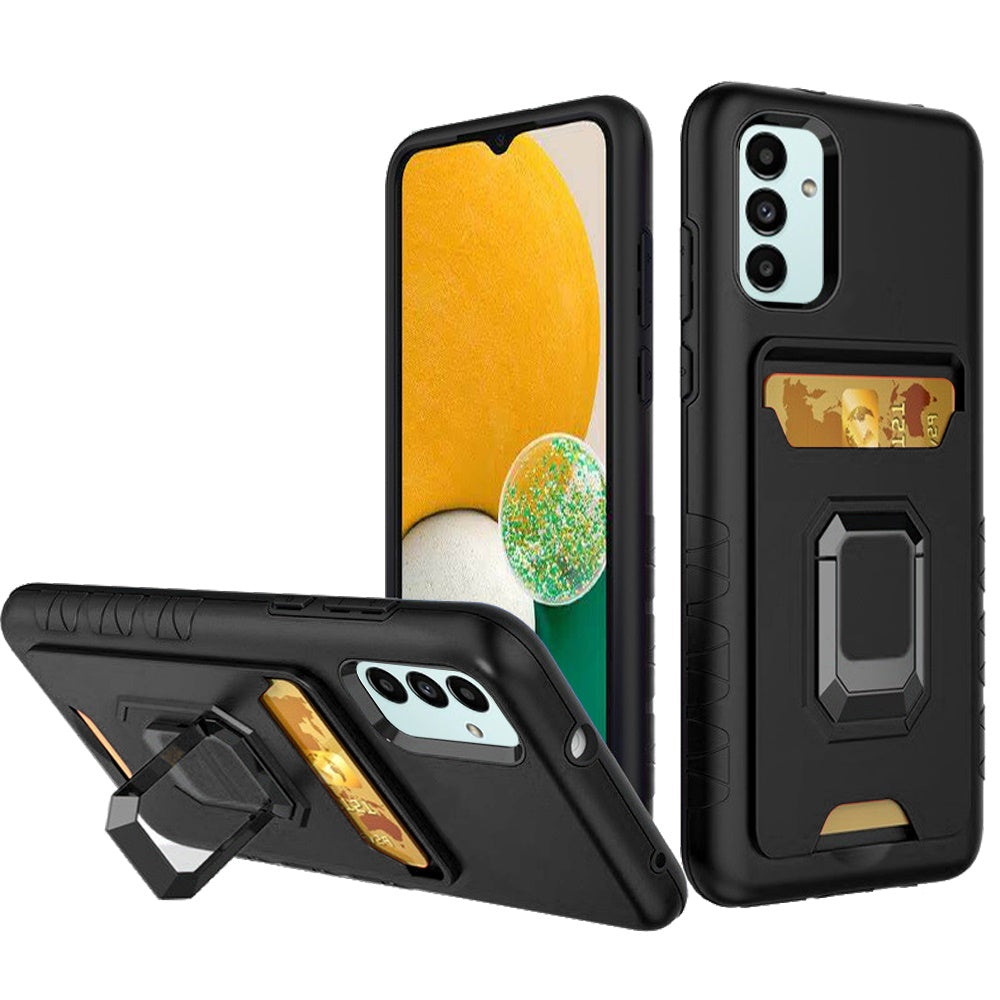 GSA Card Holder Magnetic Ring Stand Case For Samsung Galaxy A13 5G - Black