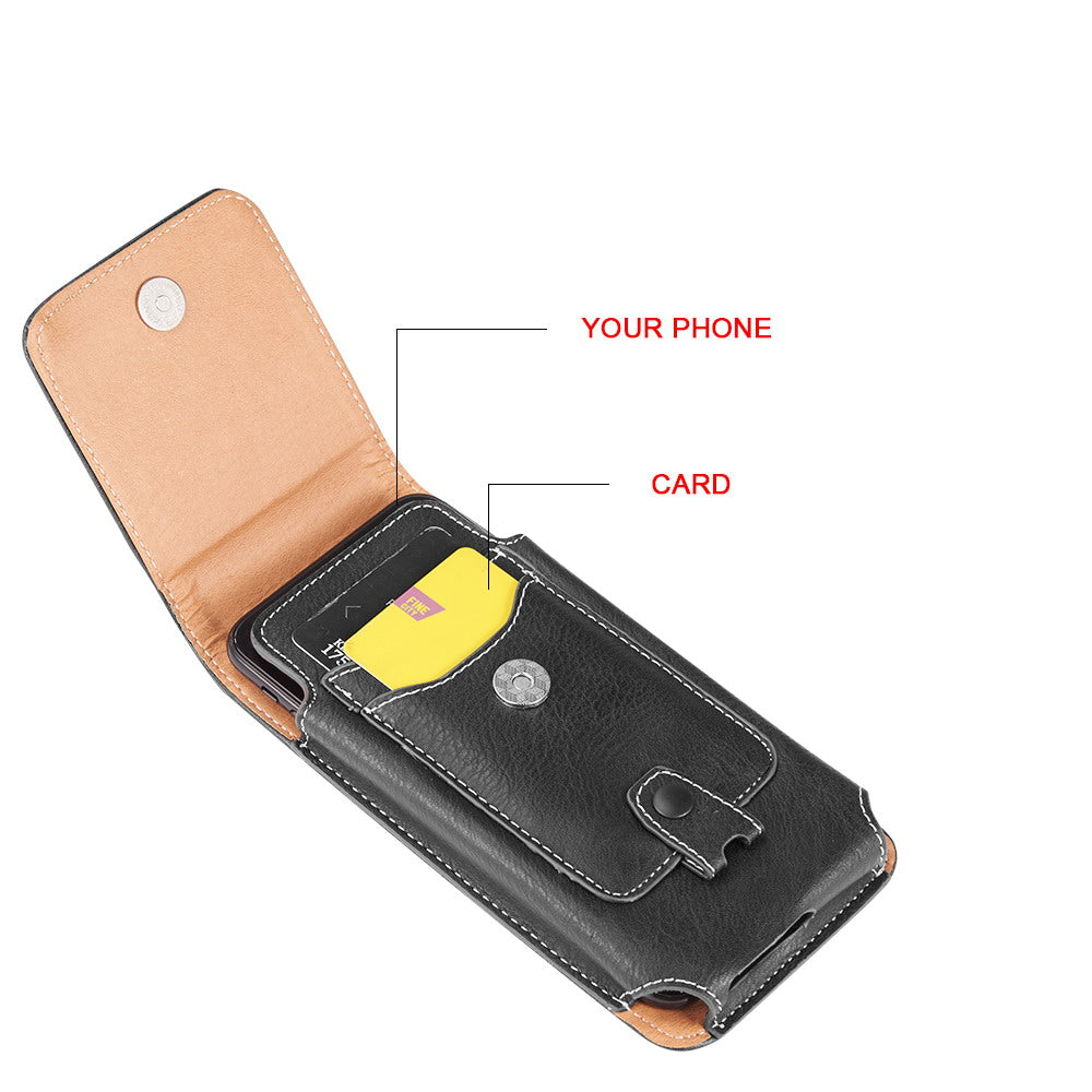 GSA 5.5 in. for iPhone & Samsung Vertical Universal Leather Pouch - Black