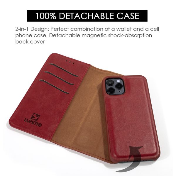 GSA Detachable Gentleman Wallet Case For Apple iPhone 15 Pro Red