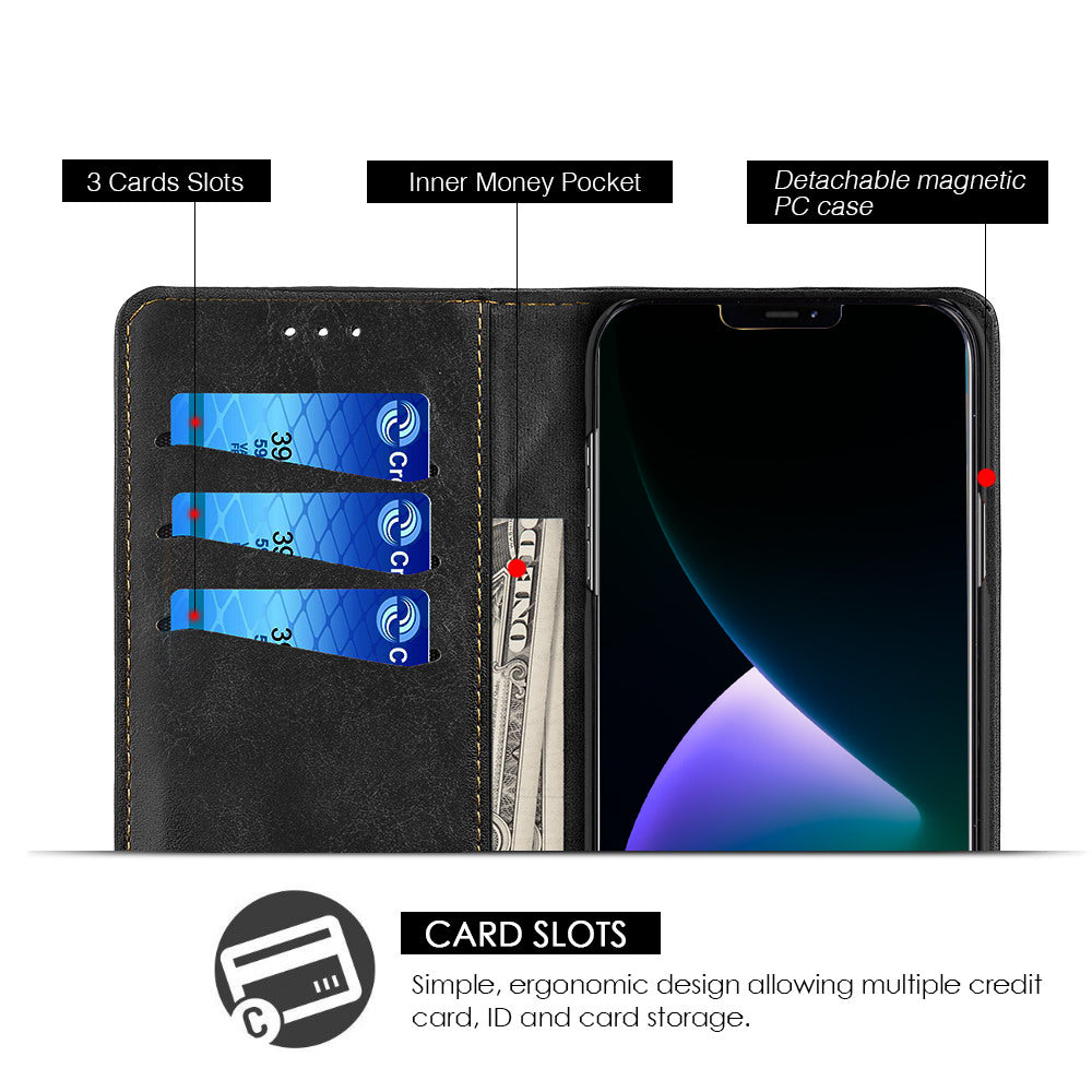 GSA Detachable Gentleman Wallet Case for iPhone 15 Pro Max Black