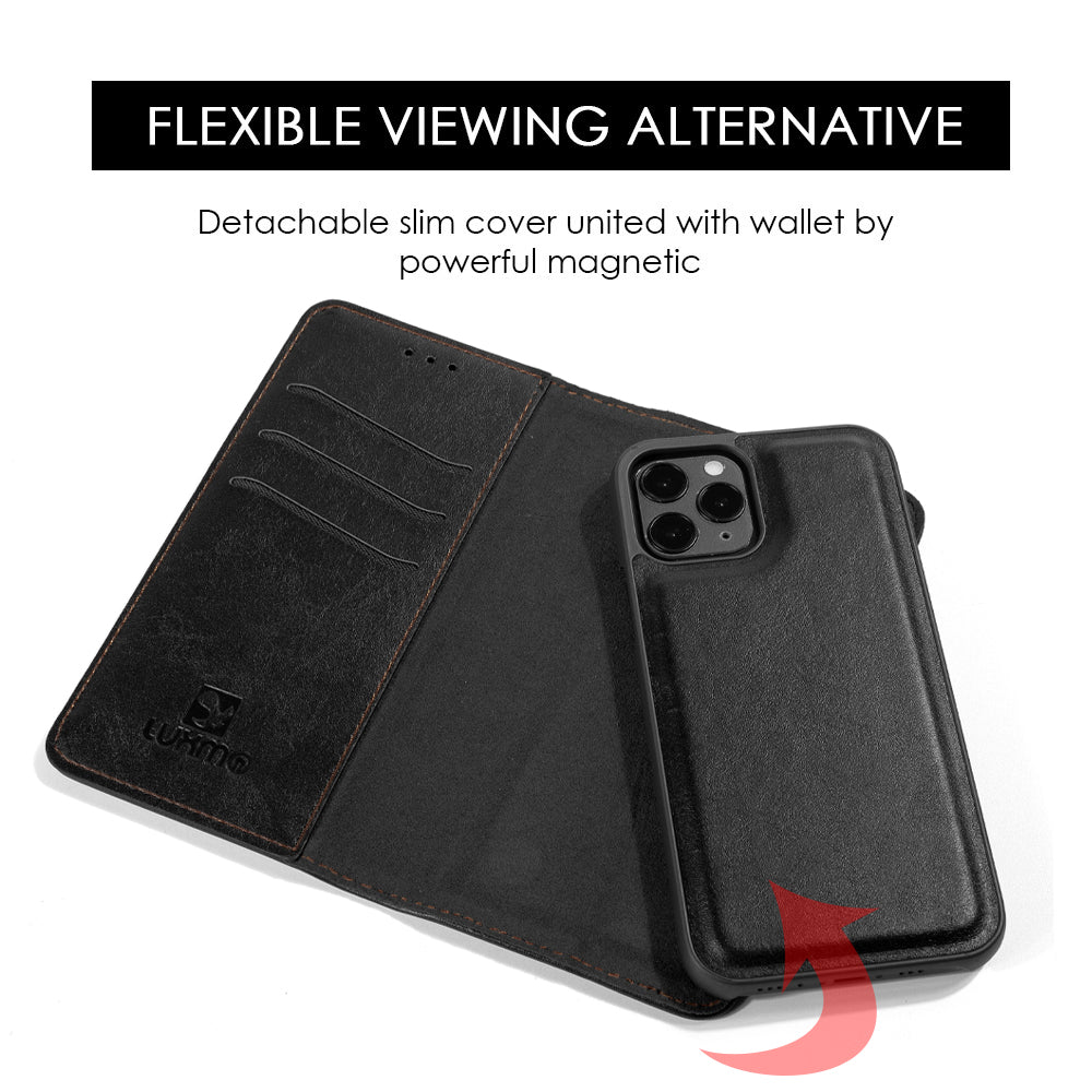 GSA Detachable Gentleman Wallet Case for iPhone 15 Pro Max Black