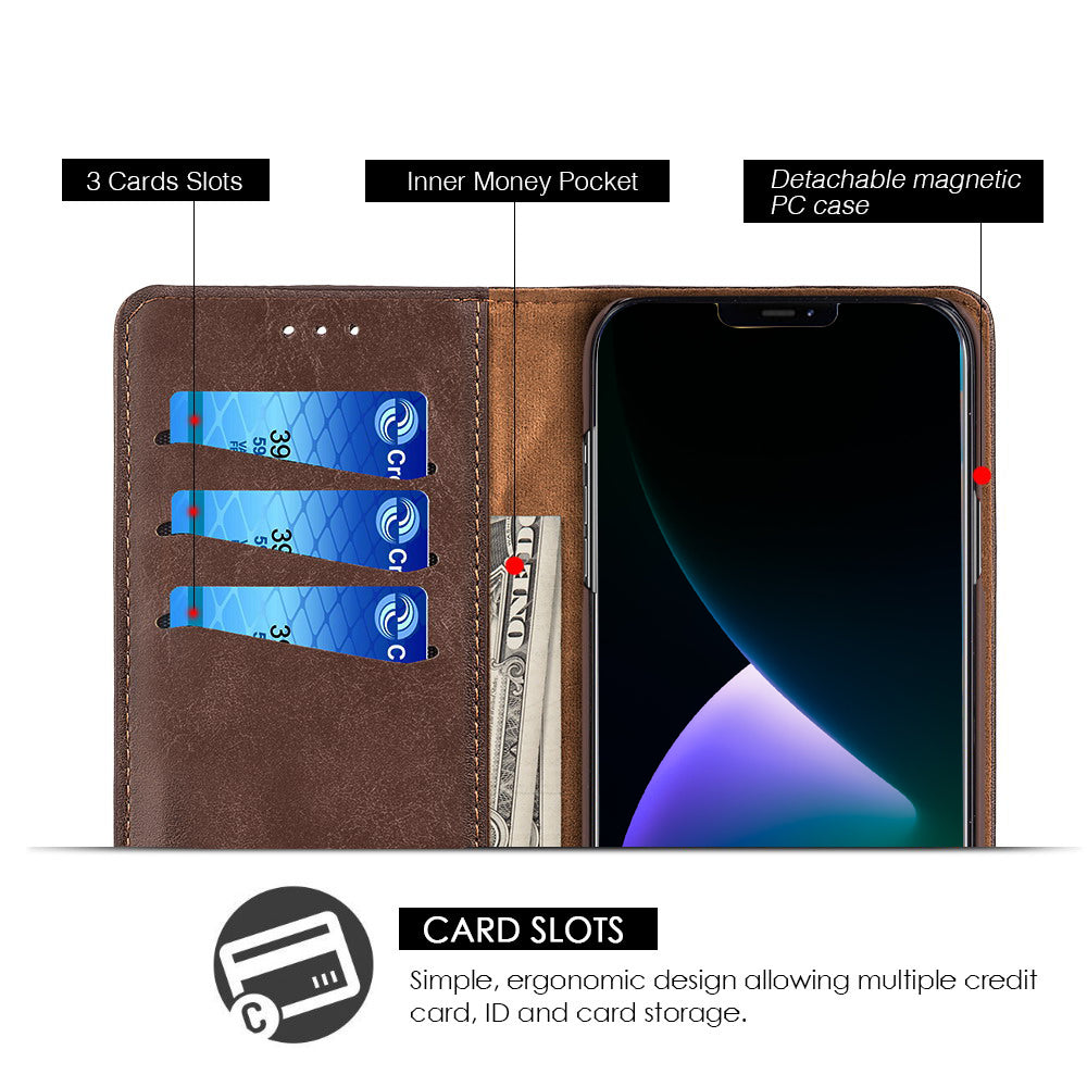 GSA Detachable Gentleman Wallet Case for iPhone 15+/14+ Brown