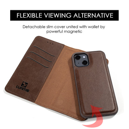 GSA Detachable Gentleman Wallet Case for iPhone 15+/14+ Brown