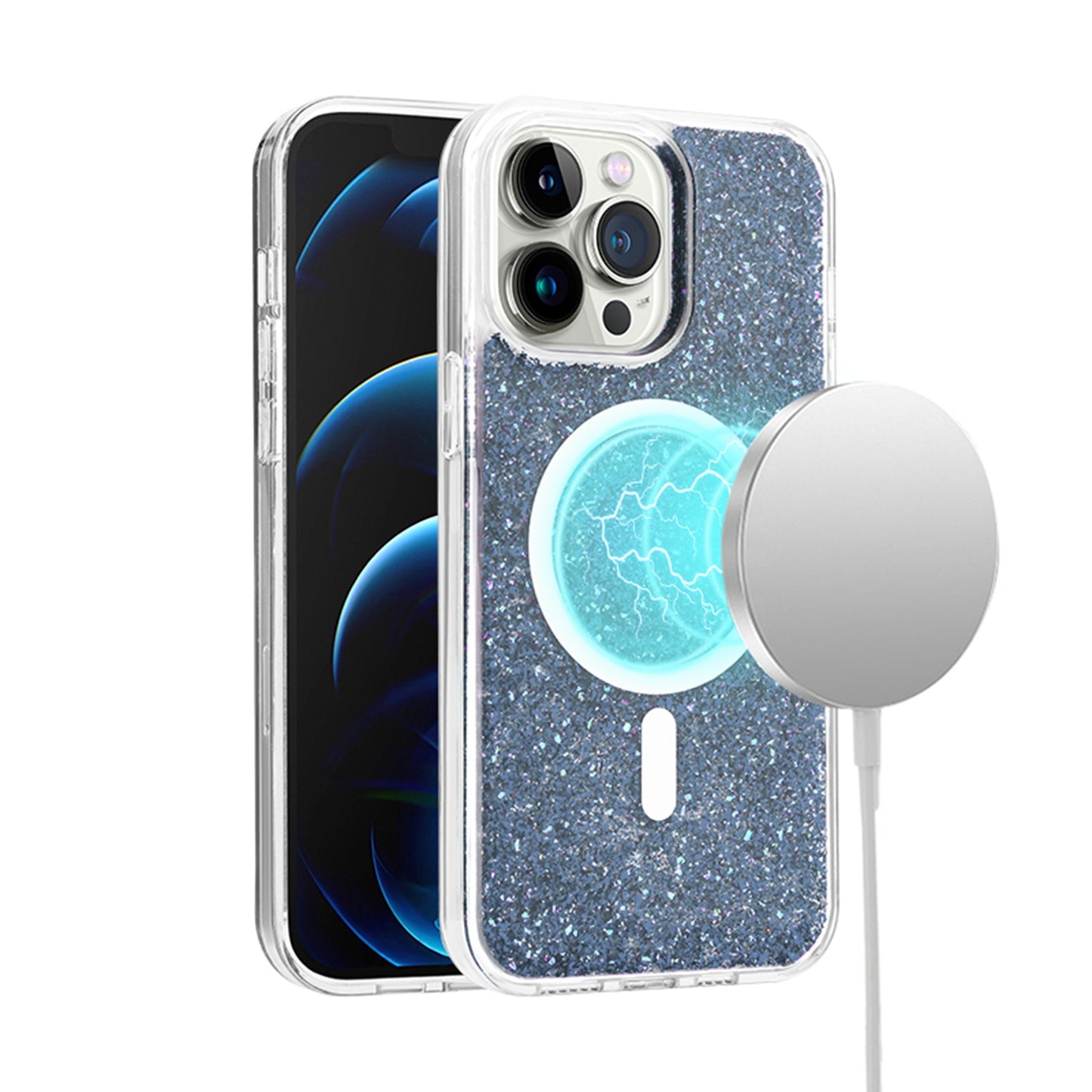 GSA Epoxy Glitter Magnetic Hybrid 2.5mm Thick For iPhone 15 Pro Black